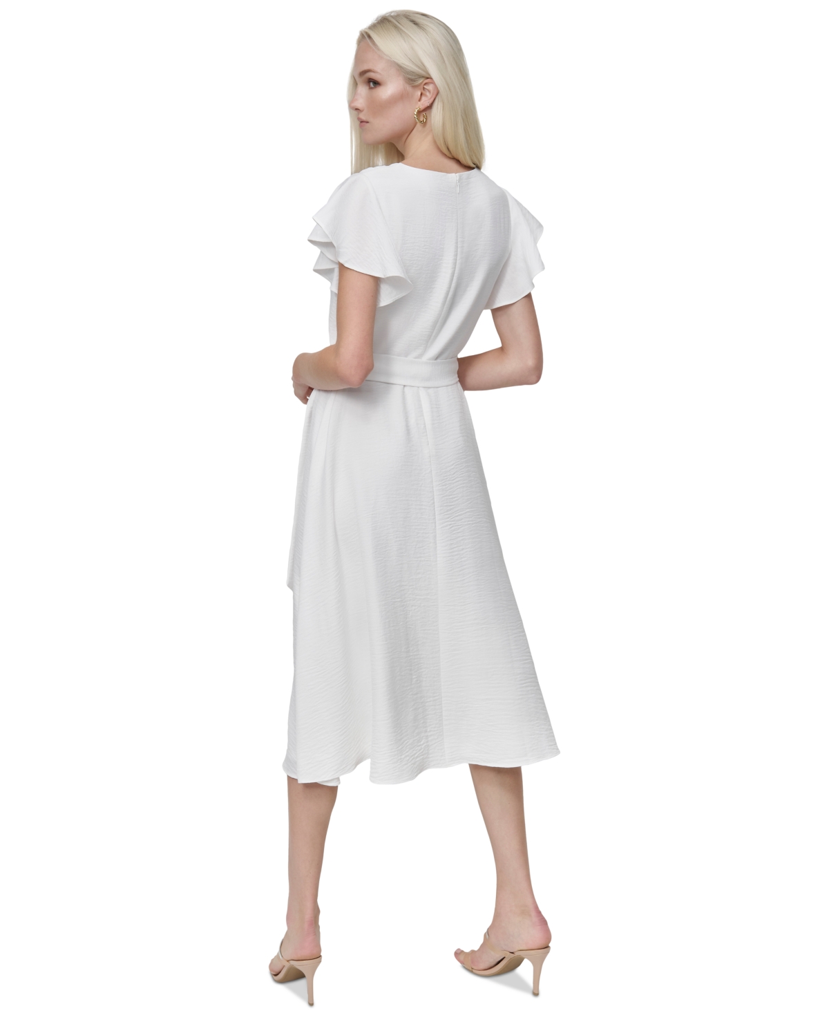 DKNY WOMEN'S FLUTTER-SLEEVE MIDI DRESS 