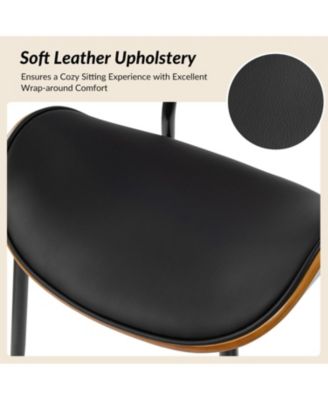 Ema Modern Dining Chair with Curved Wood Backrest,Set of 2