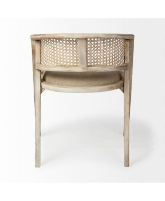 Curved Back Linen Upholstered Dining Arm Chair for Comfortable Home Seating