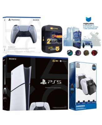 Playstation 5 Slim Digital with Extra Chroma Pearl Controller, Charging Dock and MightySkins Decal Voucher + 2 Year CPS Extended Warranty