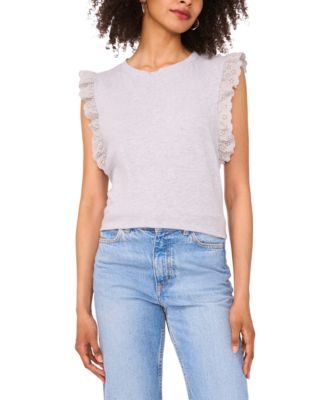 Women's Cotton Eyelet-Lace Trim Tank Top