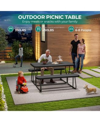 4.5ft Picnic Table with 2 Benches Heavy-Duty Table for 4-6 Person