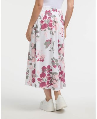 Women's Smocked Waist Linen-Blend Skirt