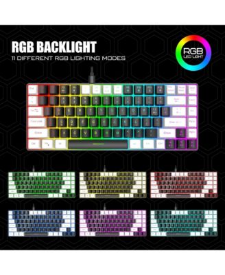Wired Gaming Keyboard,84 key RGB Luminescent pluggable cable keyboard character Luminescent color keyboard (Black)