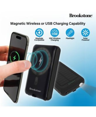 5,000mAh Solar Powered Magsafe Wireless Charging Multi-Port Power bank with Built-In Flash Light