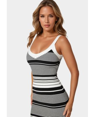 Women's Striped Sweater Midi Dress