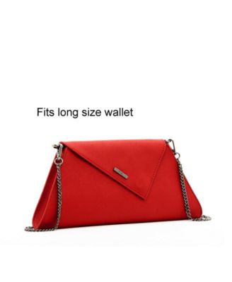 Red Clutch Bag Leather Clutch Purse Crossbody Evening Purse Unique Women's Red Handbag