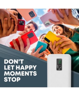 10,000mAh Rapid Charging Power Bank with LCD Battery Display, 4 Built-In Cables, and Phone Stand