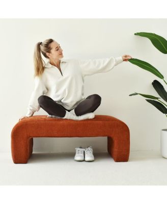 47" Velvet Upholstered Waterfall Bench, Modern Bed Bench for Living Room or Entryway