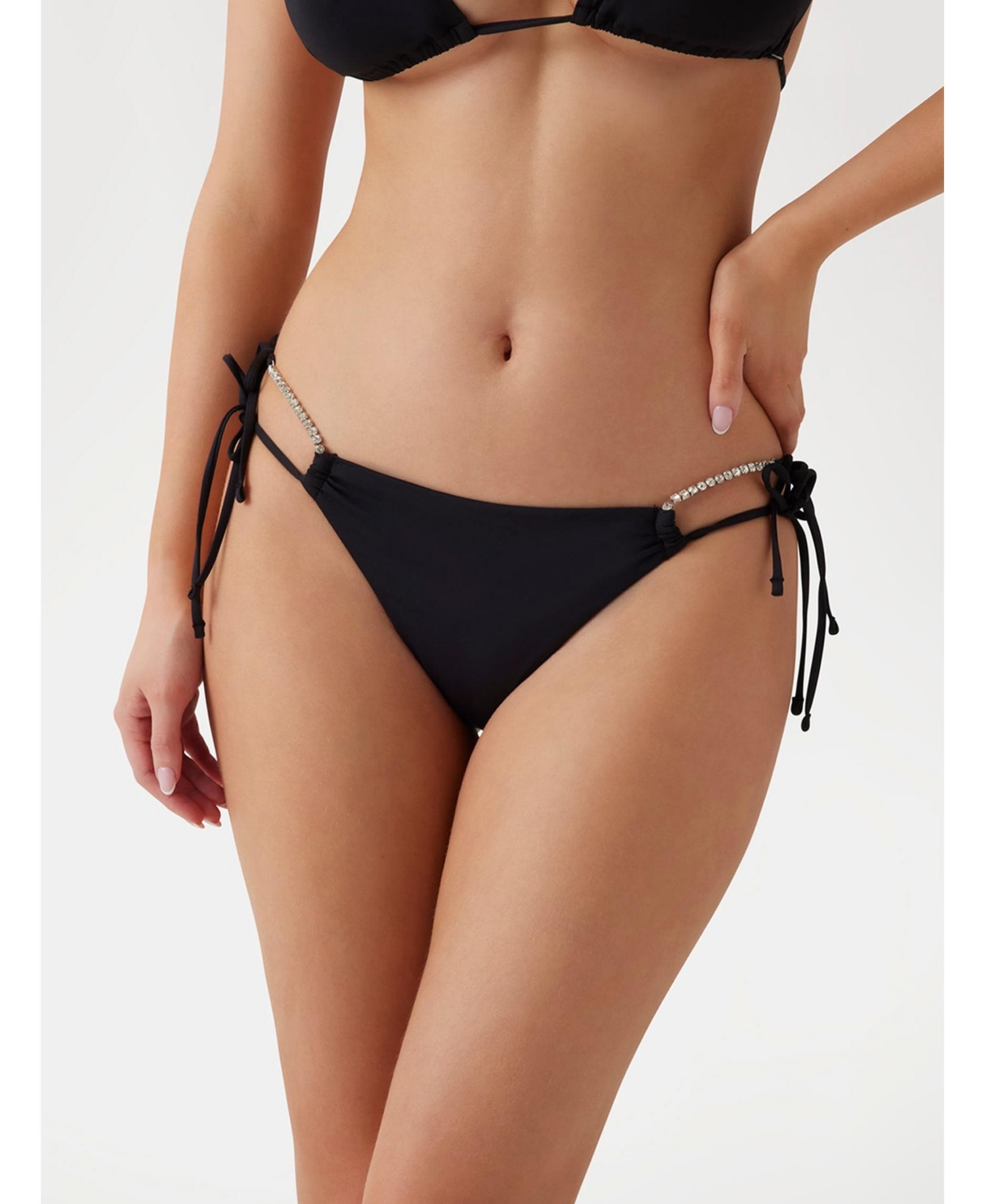 Women's String Bikini Bottoms - Black