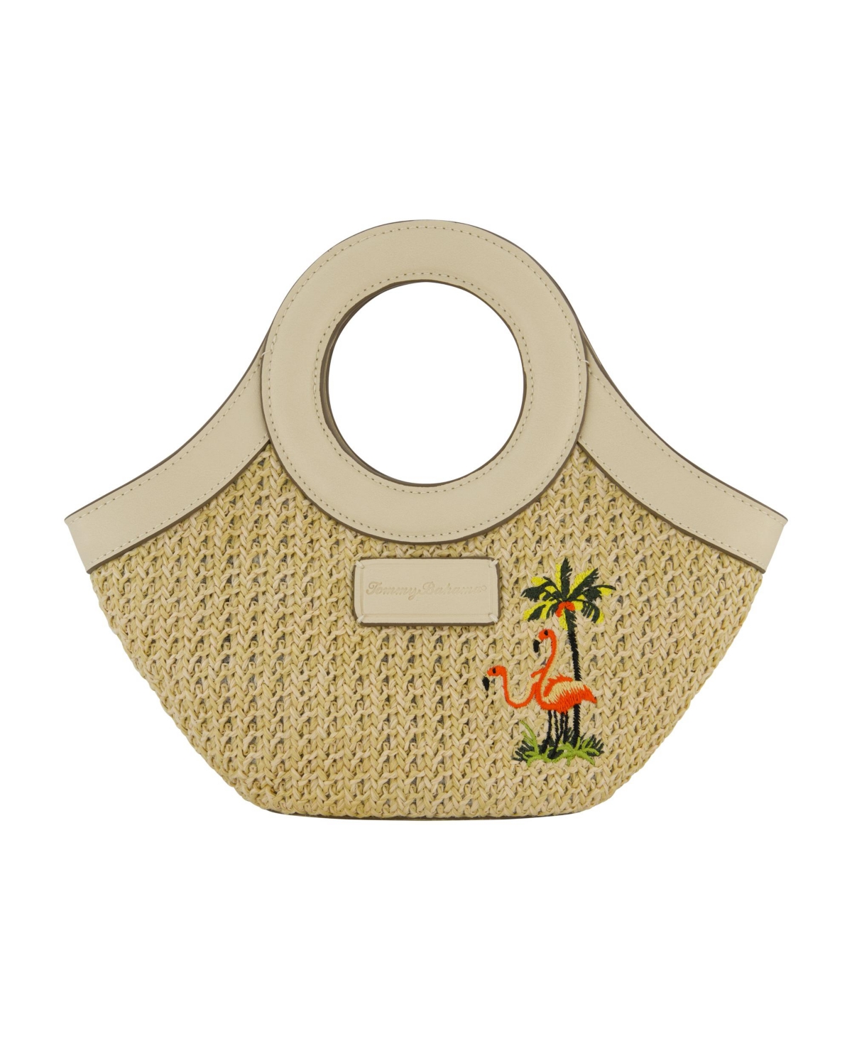 Flamingo Embroidery Mini Tote - Cream