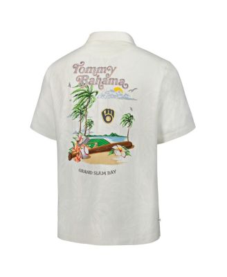 Men's White Milwaukee Brewers Grand Slam Bay Camp Button-Up Shirt