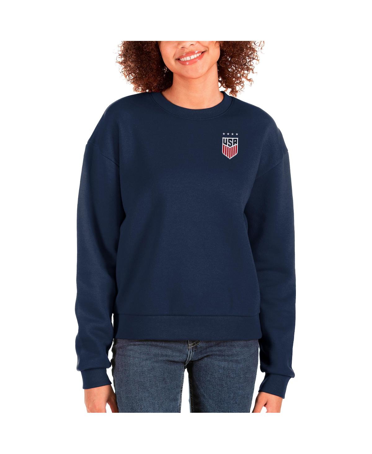 Women's Navy Uswnt Victory Crewneck Pullover Sweatshirt - Navy