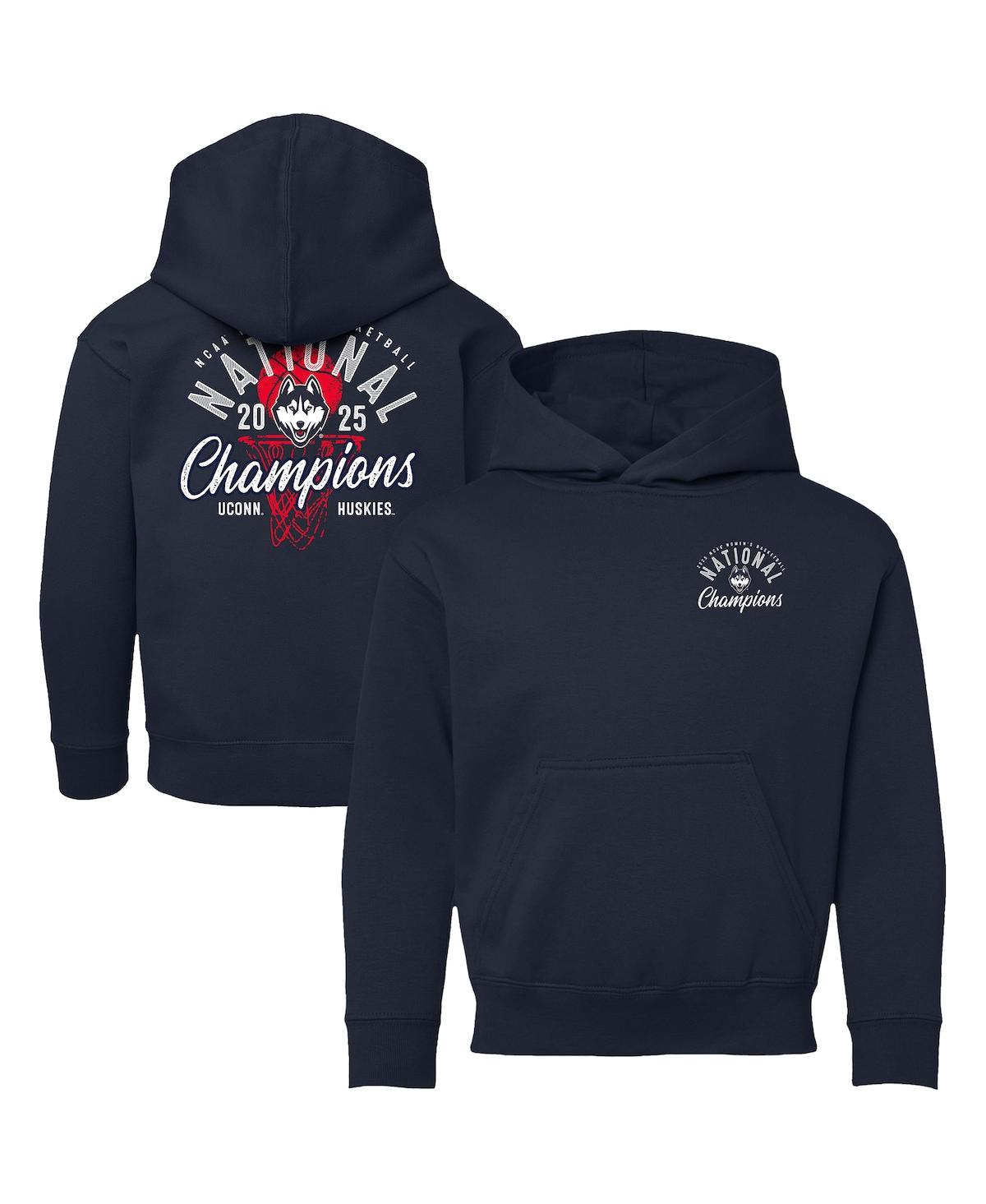 Image One Kids' Big Boys And Girls Navy Uconn Huskies 2025 Ncaa Women's Basketball National Champions Fleece Pullove