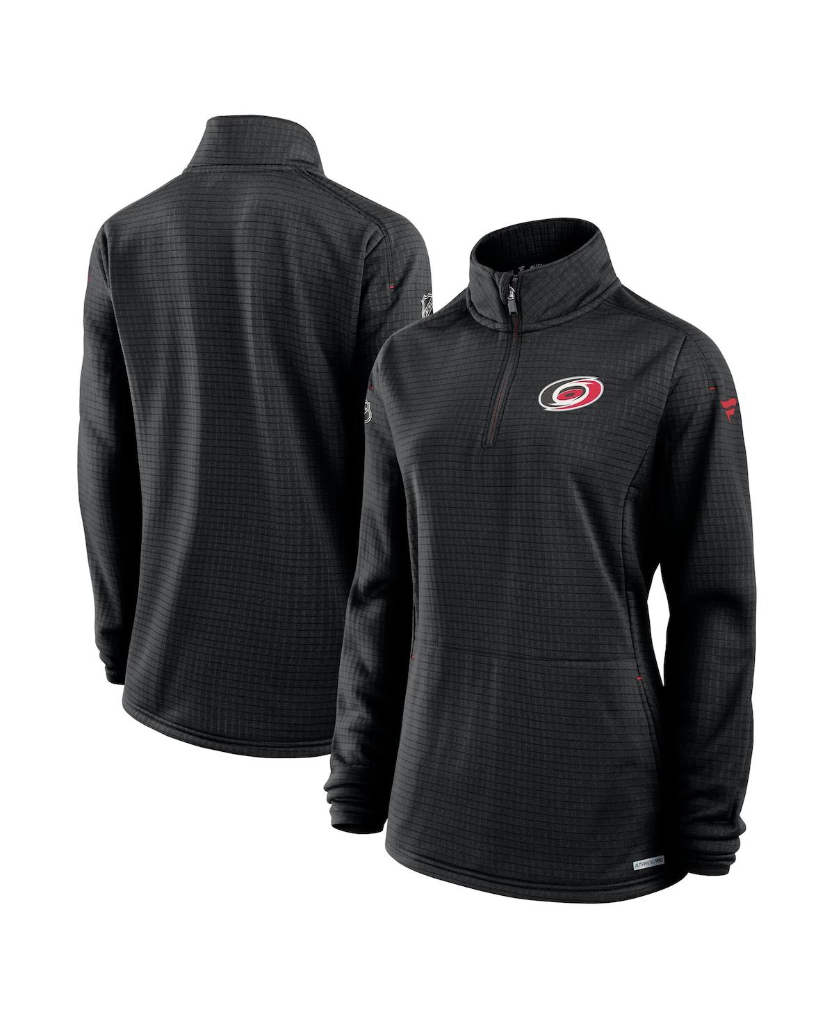 Fanatics Women's Black Carolina Hurricanes Authentic Pro Rink Lightweight Quarter-zip Pullover Sweatshirt
