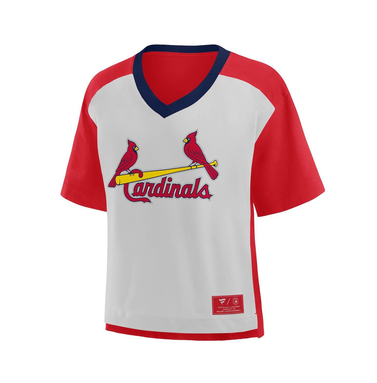 Женская футболка Fanatics Red/Graphite St. Louis Cardinals Oversized Race To Win V-Neck — фото 2