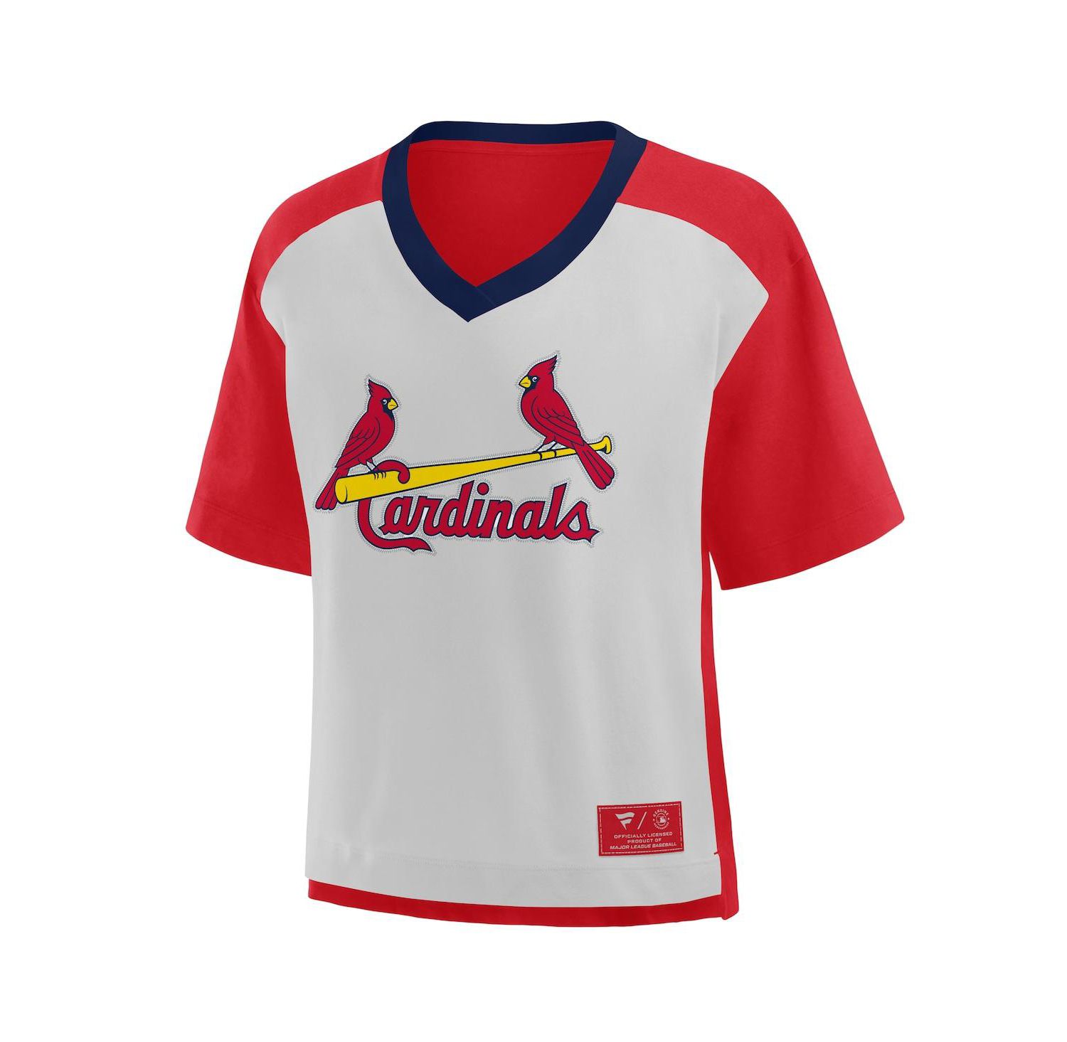 Women's Red/Graphite St. Louis Cardinals Oversized Race To Win V-Neck T-Shirt