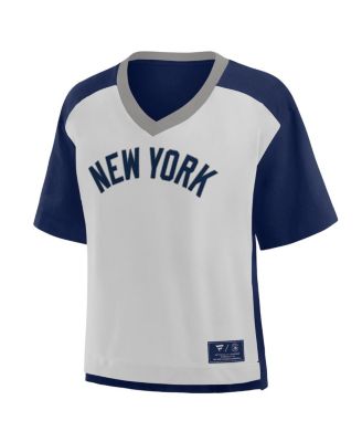 Women's Navy/Graphite New York Yankees Oversized Race To Win V-Neck T-Shirt