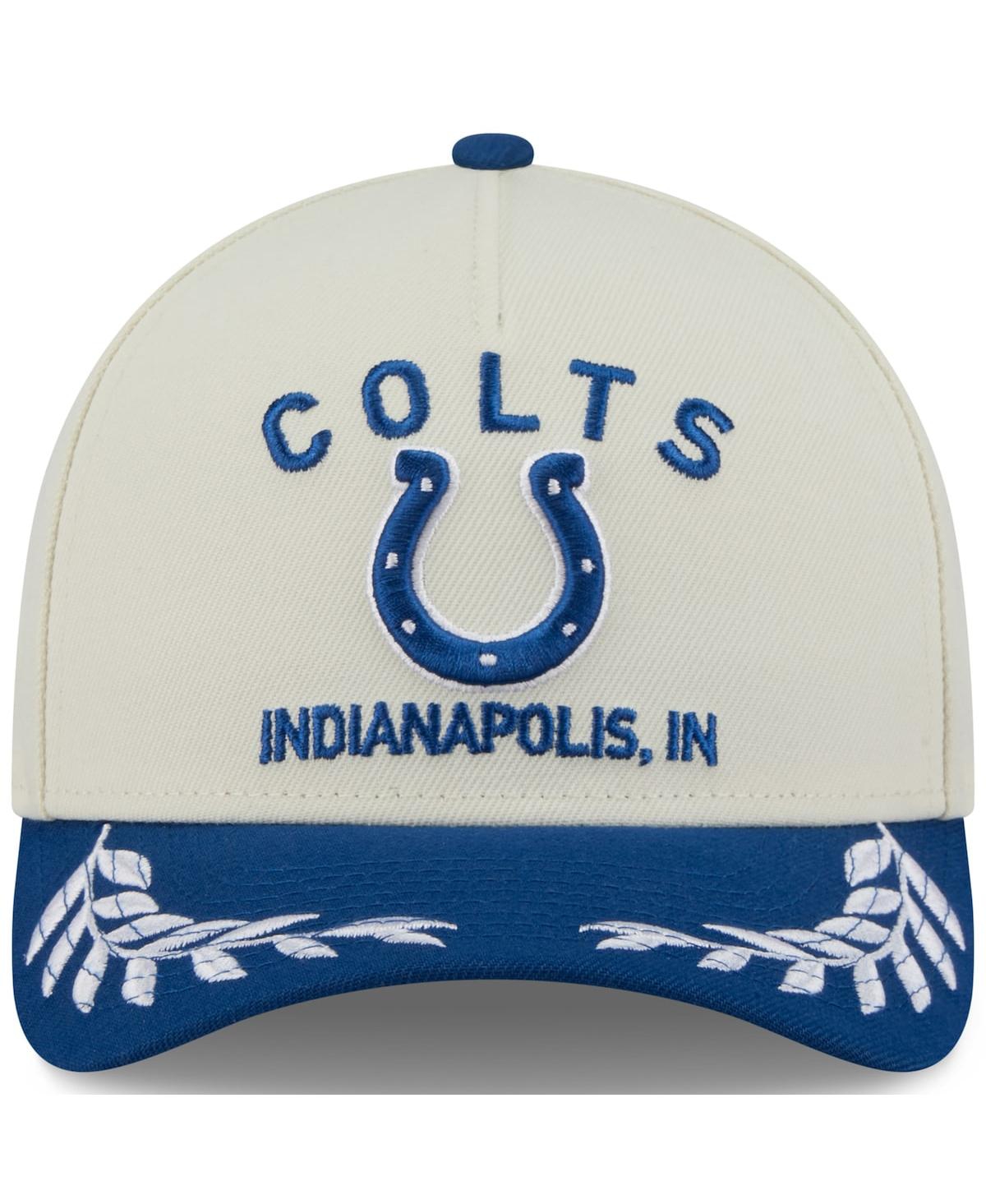 NEW ERA MEN'S CREAM/ROYAL INDIANAPOLIS COLTS 2025 NFL DRAFT 9FORTY A-FRAME M-CROWN ADJUSTABLE HAT 