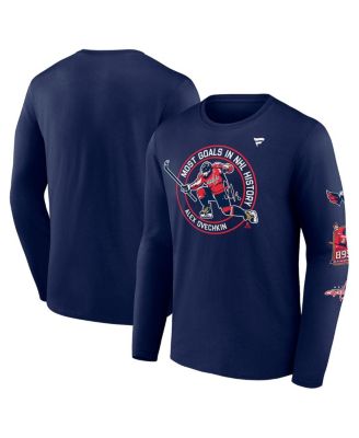 Fanatics - Men's Alexander Ovechkin Athletic Navy Washington Capitals NHL All-Time Leading Goal Scorer Badges Long Sleeve T-Shirt