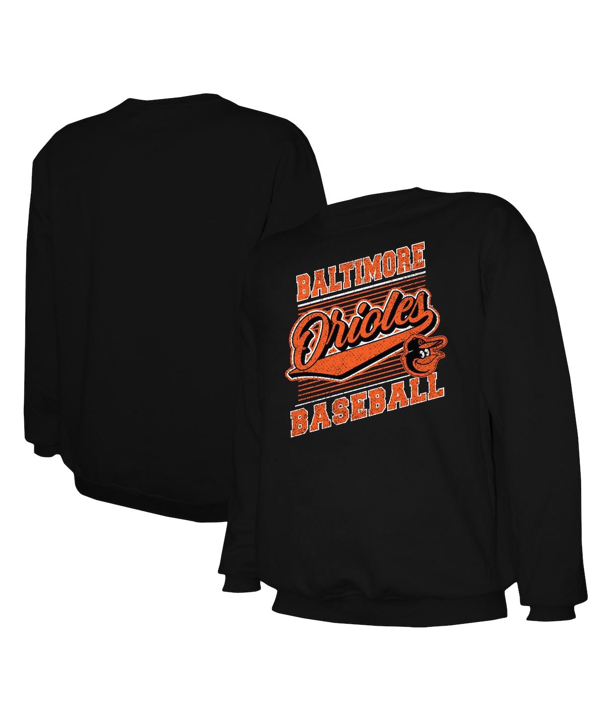 Stitches Men's Black Baltimore Orioles Lightweight Crew Sweatshirt