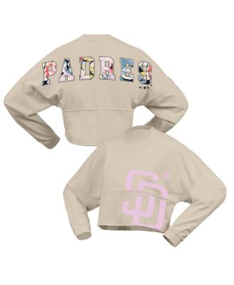Fanatics - Women's Cream San Diego Padres Floral Preppy Cropped Long Sleeve T-Shirt