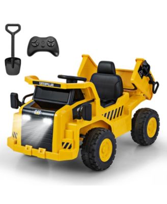 12V Caterpillar Licensed Kids Ride on Dump Truck with Tiltable Bump Bed