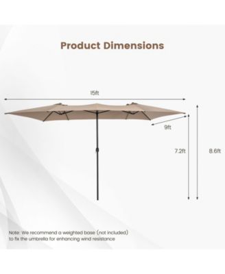 15FT Double-Sided Market Umbrella Large Crank Handle Vented Twin Patio