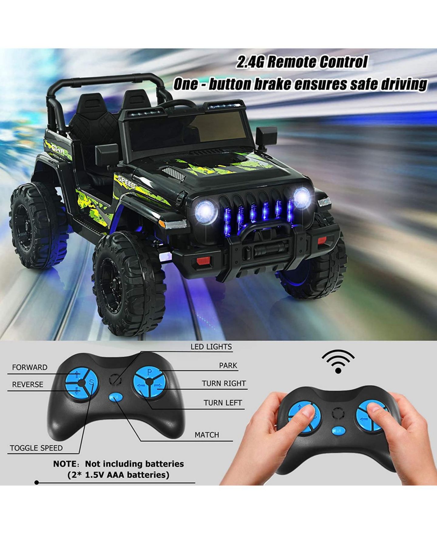 Детская игрушка Mecale 12V Remote-Control Ride-On Jeep Car, Ages 3+, цвет: Чёрный — фото 5