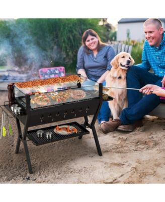 Barbecue Charcoal Grills with Wind Guard Seasoning Racks