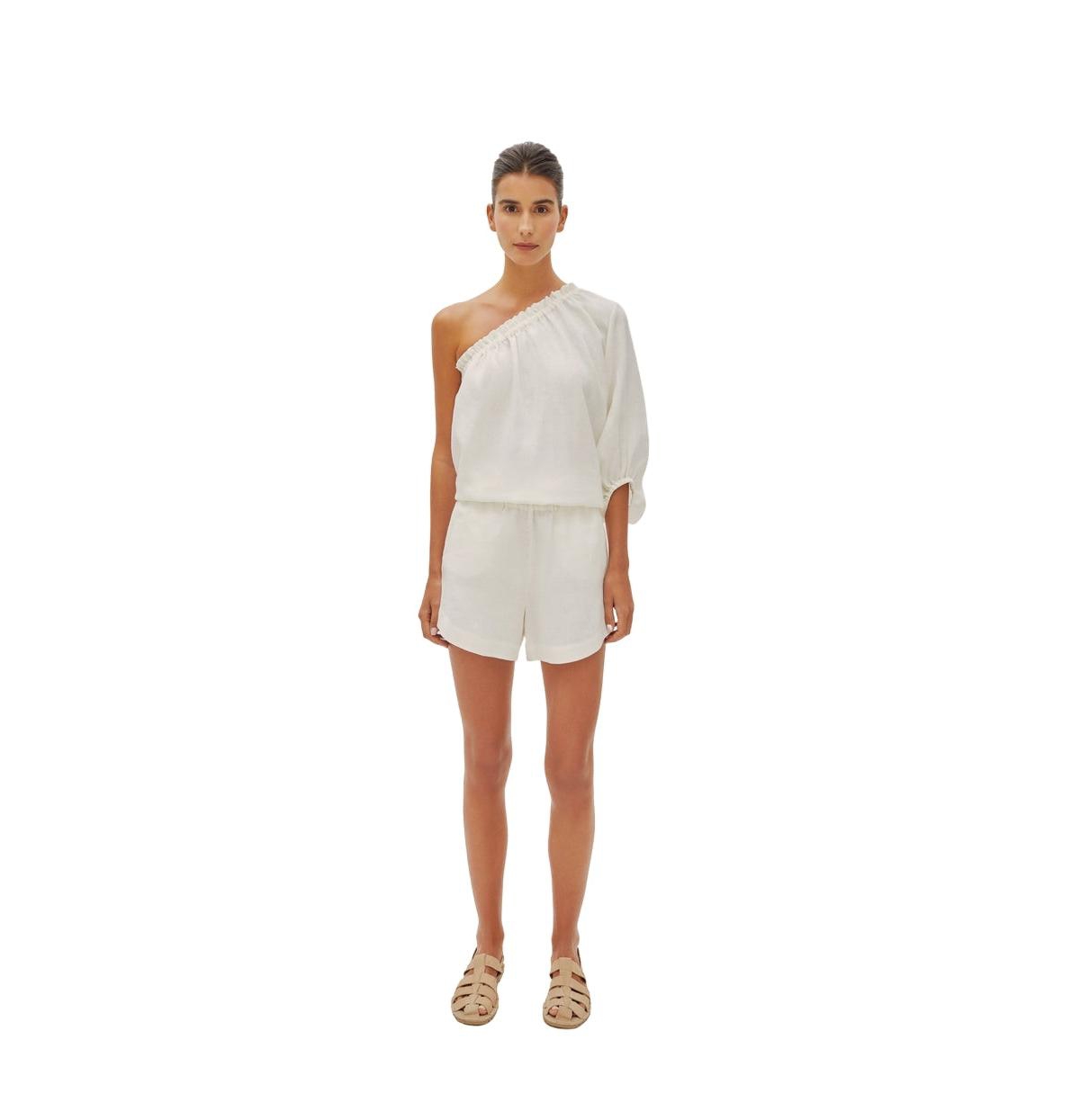 Us Women's Capri Ecru Linen Shorts - s / ecru - White