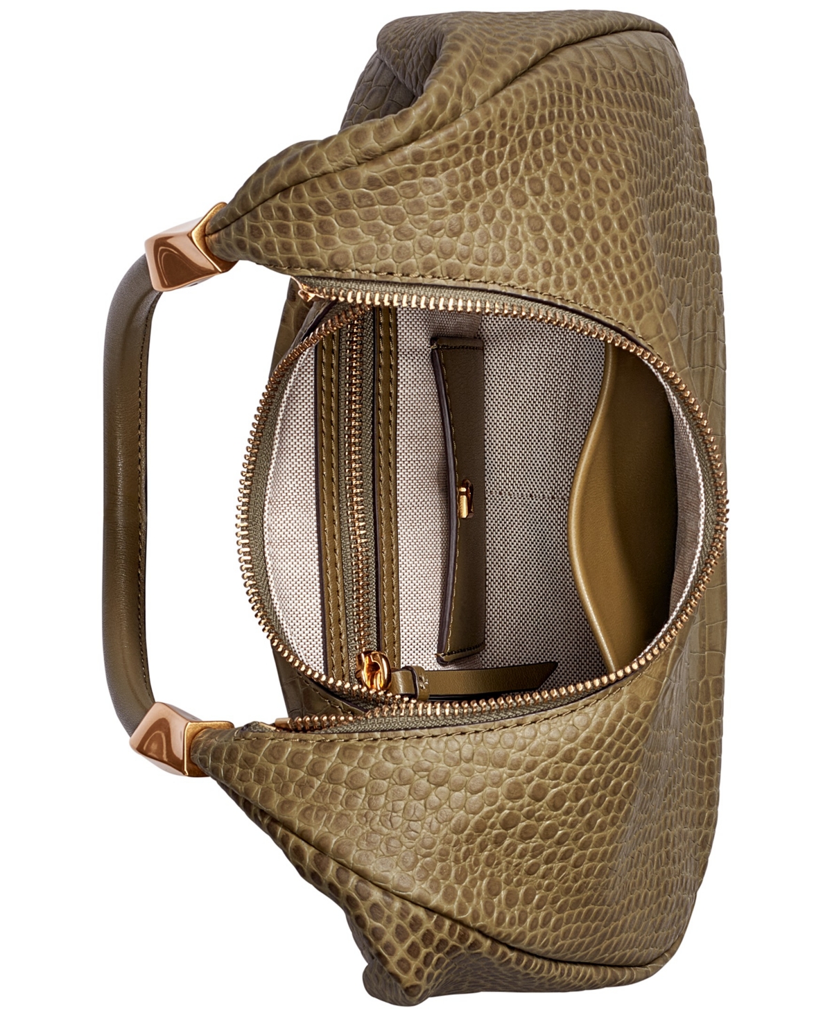 Shop Donna Karan Quogue Embossed Croco Leather Small Hobo Shoulder Bag