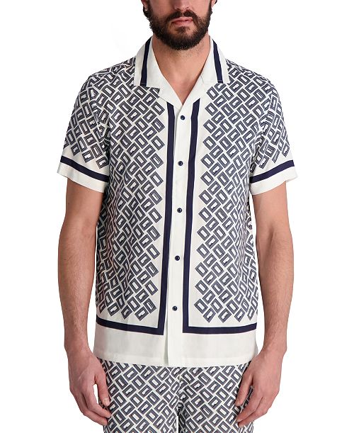 alfani KARL LAGERFELD PARIS Men's Double L Short-Sleeve Shirt Men's Fashion & Accessories