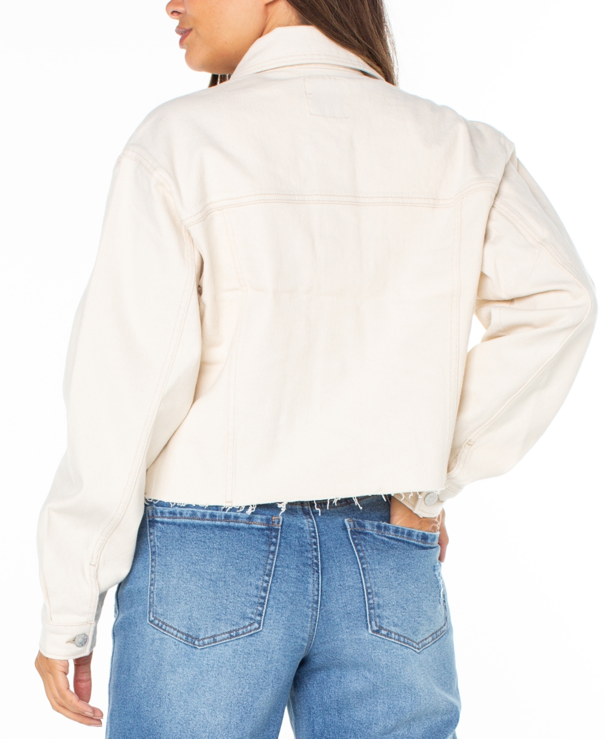 Celebrity Pink Juniors' Frayed-hem Cropped Denim Jacket