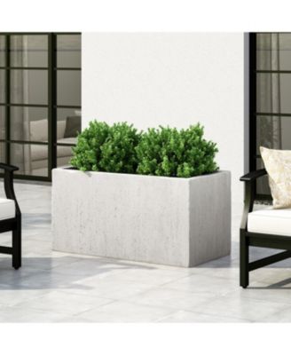 Modern Rectangular Concrete Planter: Effortless Outdoor Style with Durability