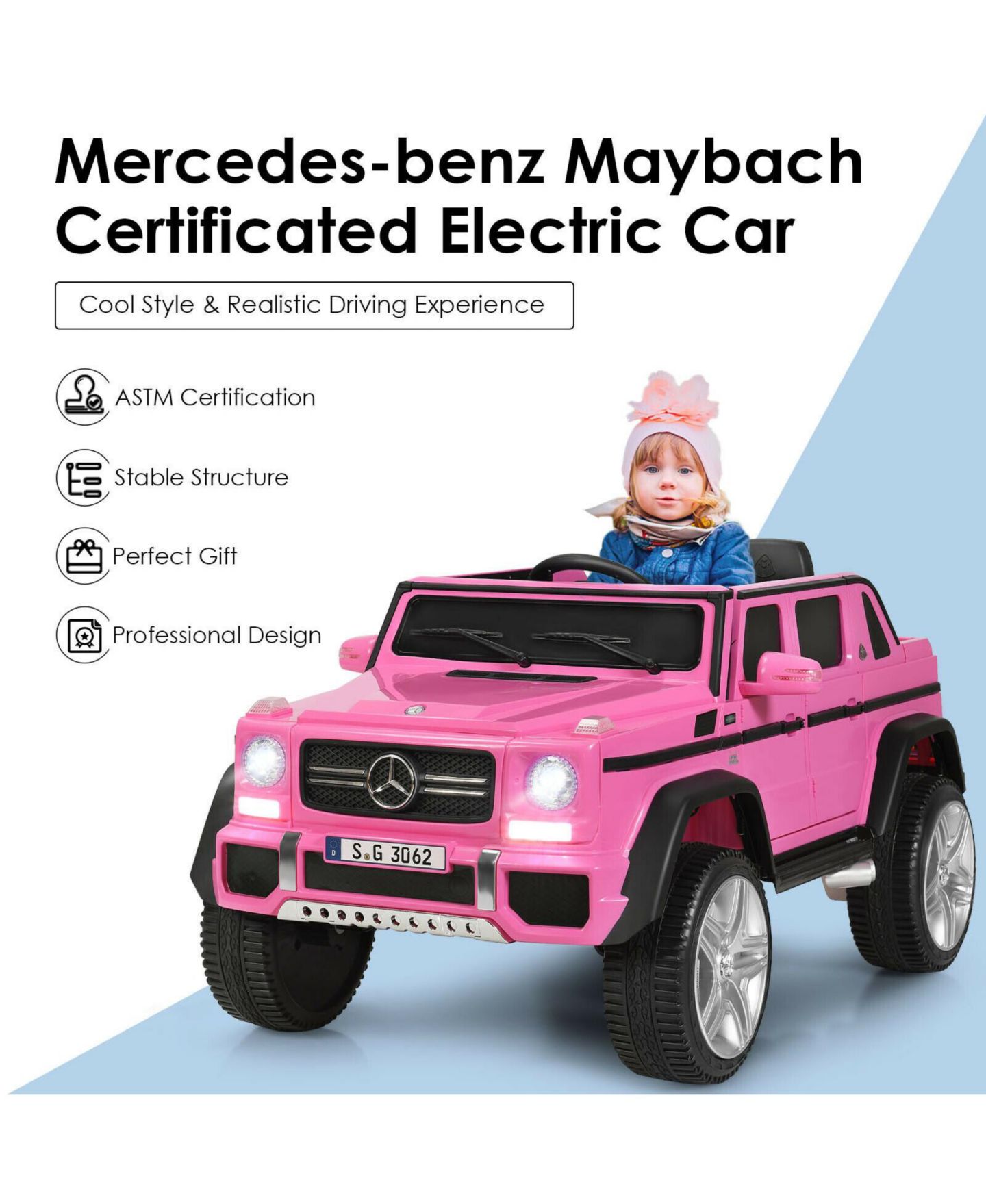 Детская игрушка Mecale 12V Licensed Mercedes-Benz Kids Ride-On Car, цвет: Розовый — фото 6