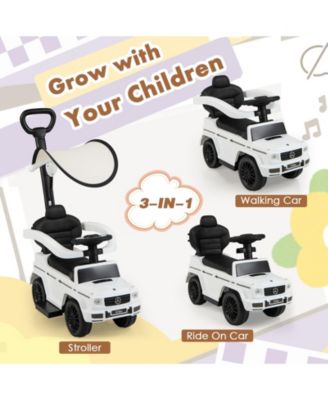 3-In-1 Kids Ride on Mercedes Benz G350 Push Car with Canopy