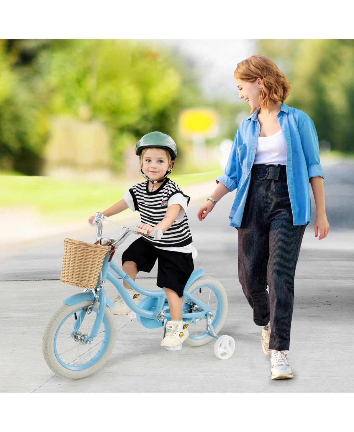 14-Inch Kids Bike with Training Wheels and Adjustable Handlebar Seat