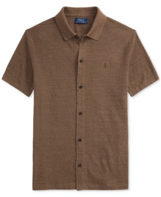 Men's Textured Cotton-Linen Shirt Sweater