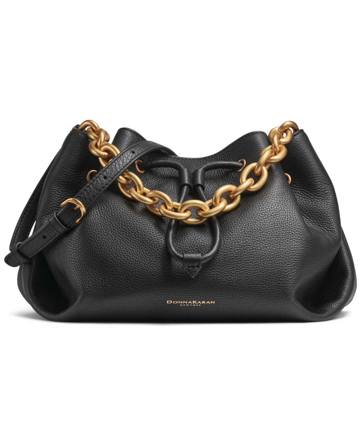 Lyndon Drawstring Crossbody Bag - Black, Gold