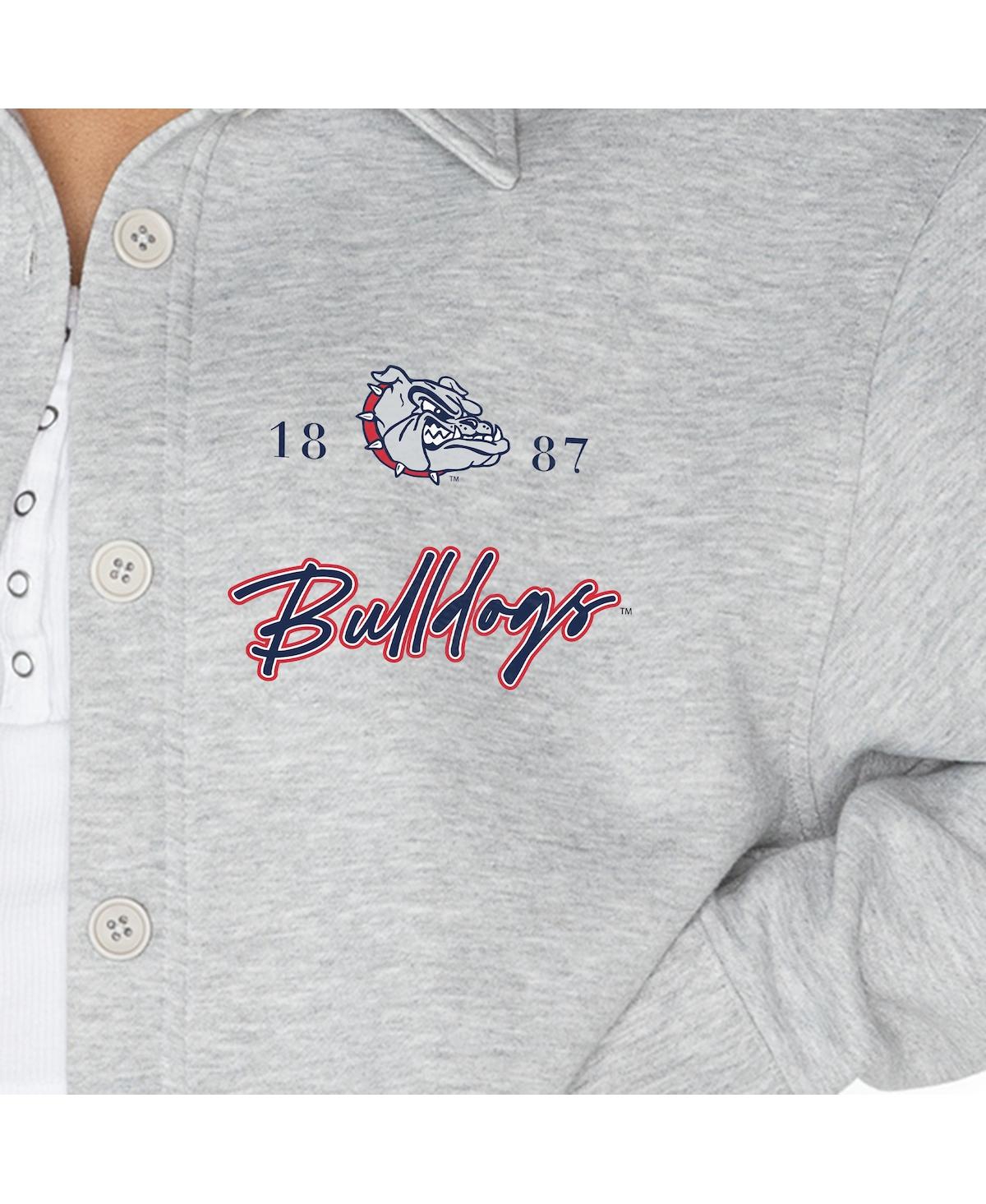 Shop Gameday Couture Women's Ash Gonzaga Bulldogs Foundation Full-button Long Sleeve Overshirt Top