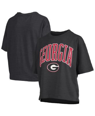 Pressbox - Women's Black Georgia Bulldogs Nelson Arch Over Logo Waist Length Oversized Slub T-Shirt