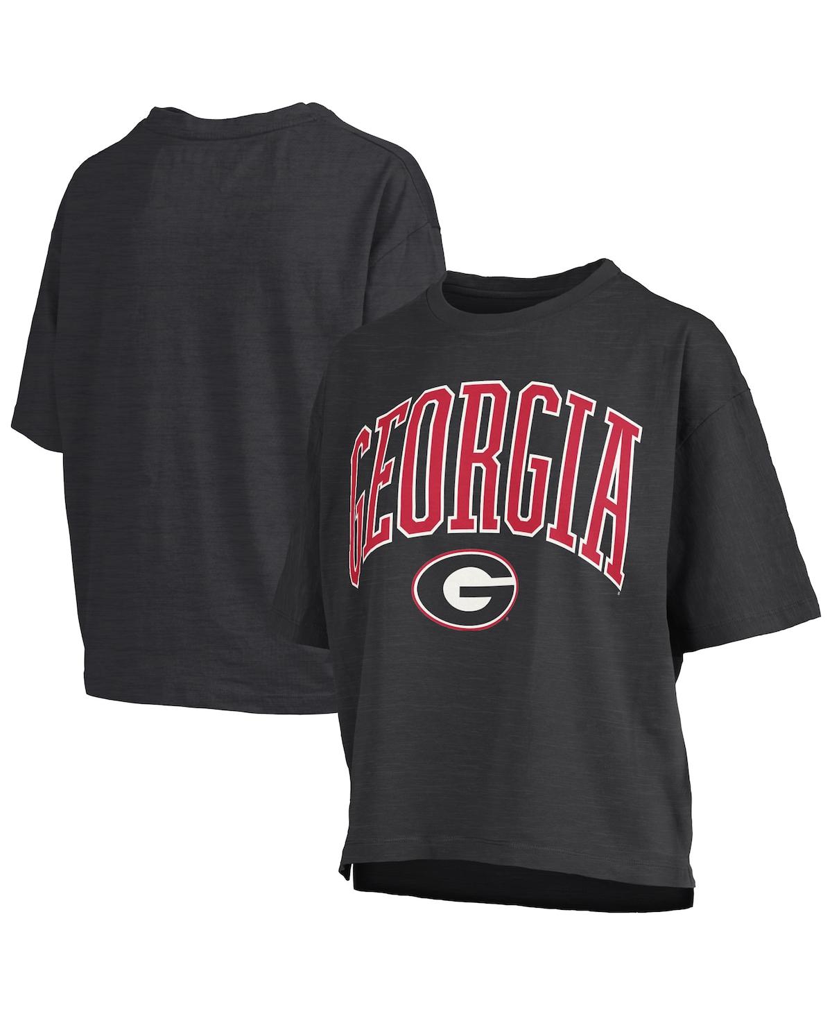 Pressbox Women's Black Georgia Bulldogs Nelson Arch Over Logo Waist Length Oversized Slub T-shirt