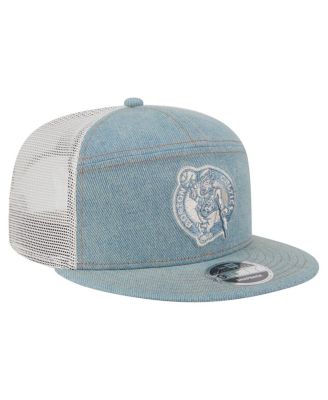 Men's&nbsp;Boston Celtics Adventure Denim Split Panel 9FIFTY Snapback Trucker Hat