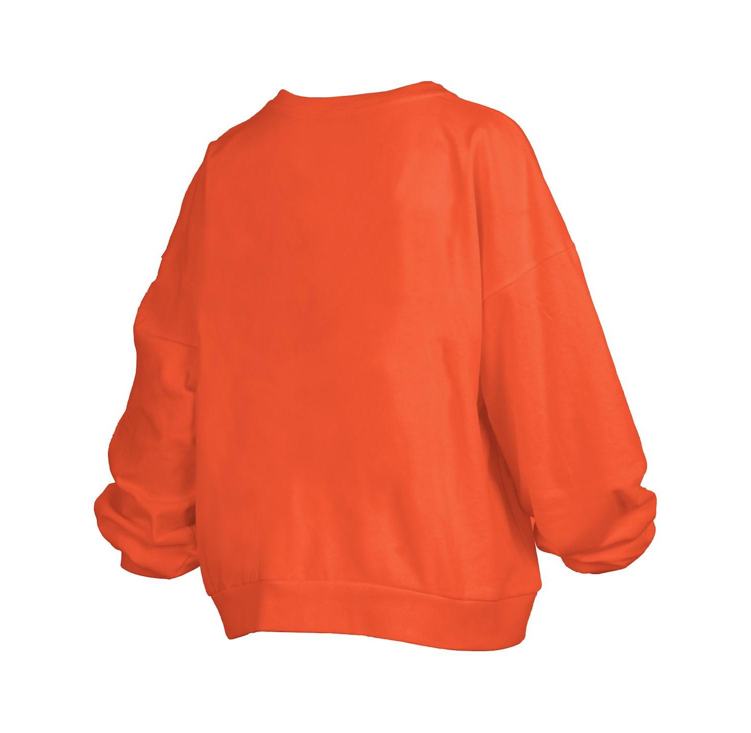 Women's Orange Clemson Tigers Janise Arch Over Logo Waist Length Oversized Pullover Sweatshirt