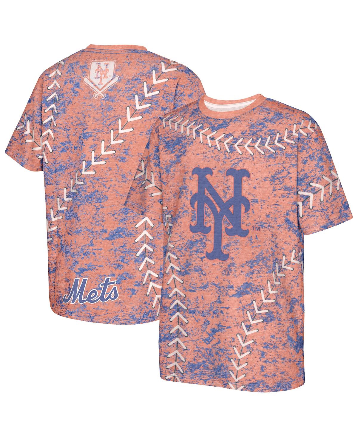 Outerstuff Kids' Big Boys And Girls Orange New York Mets Slide Score Bold T-shirt