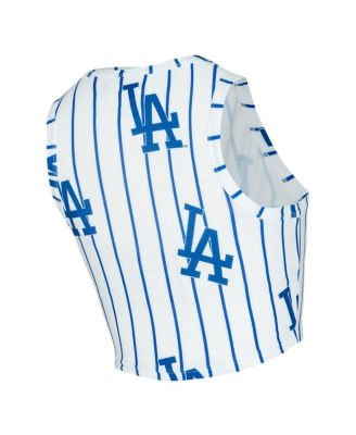 Women's 2-Piece White Los Angeles Dodgers Pinstripe Record Tank Top and Short Set