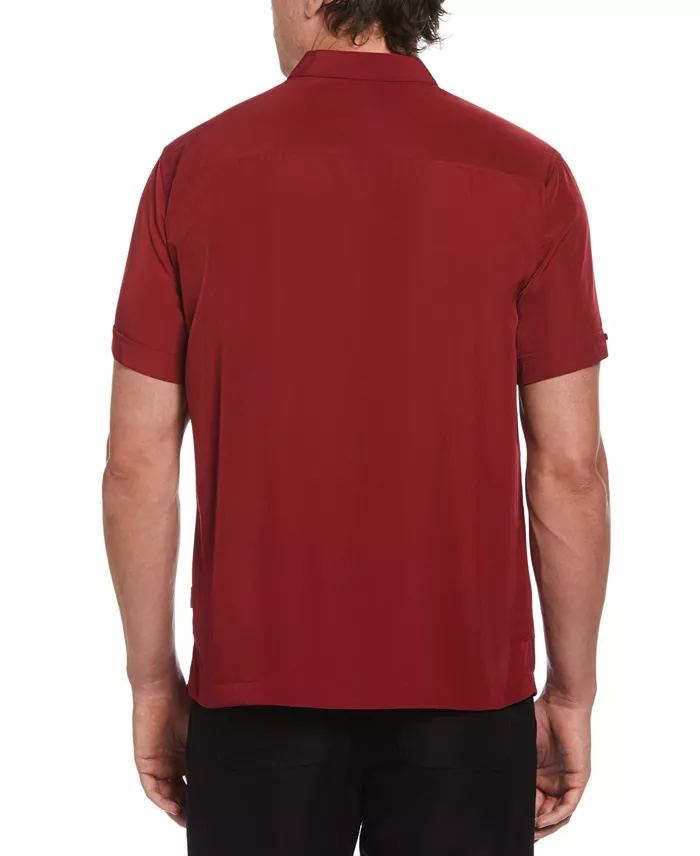 Men's Pick Stitch Panel Short Sleeve Button-Down Shirt - thumbnail 6