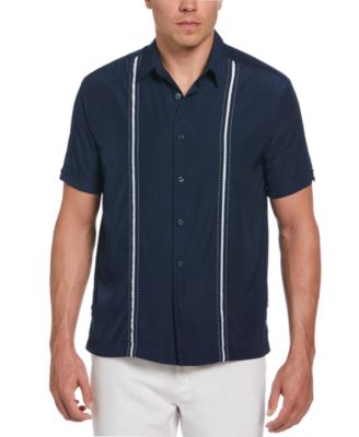 Men's Pick Stitch Panel Short Sleeve Button-Down Shirt