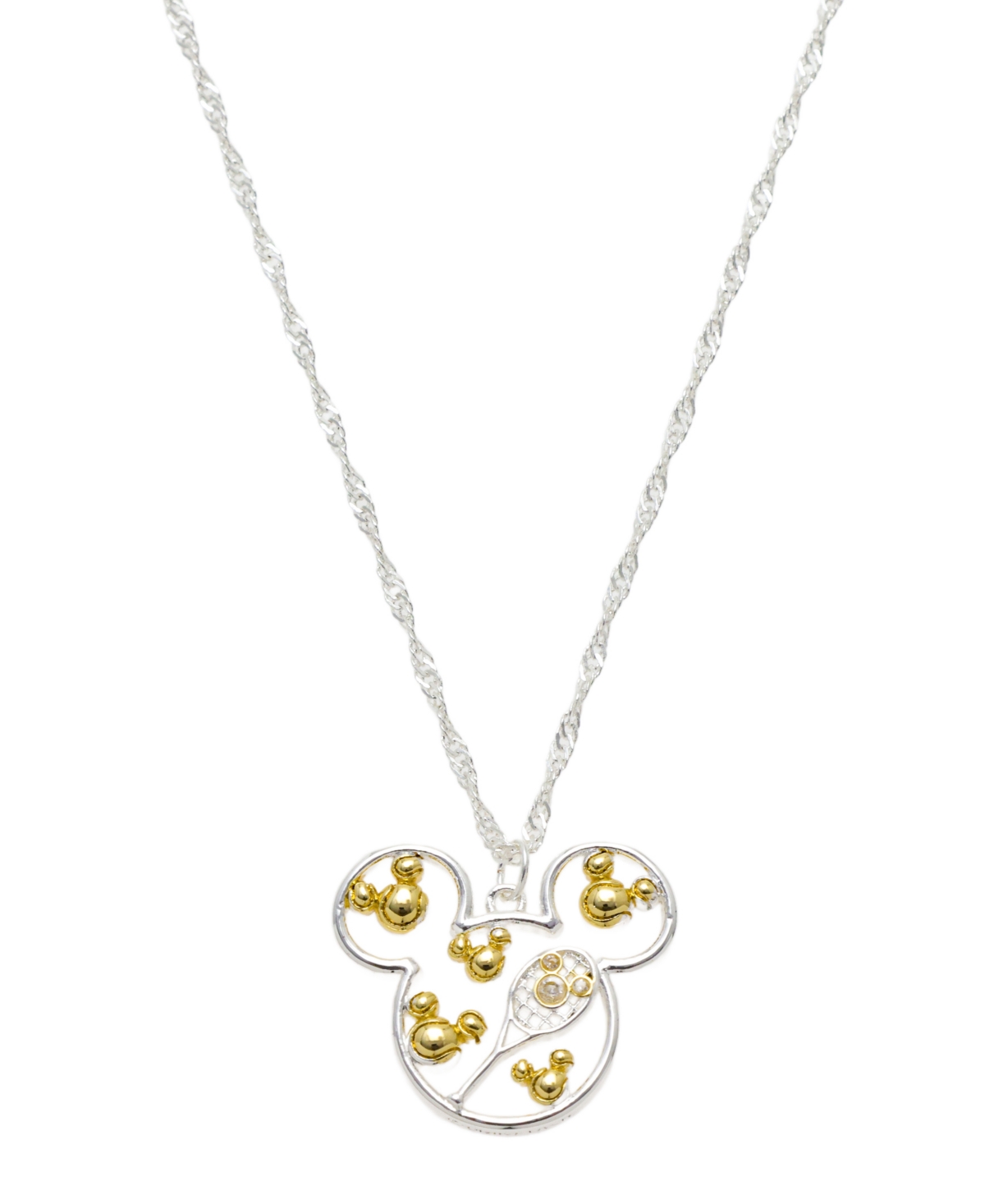 Mickey Mouse Cubic Zirconia Tennis Pendant Necklace - Two-Tone